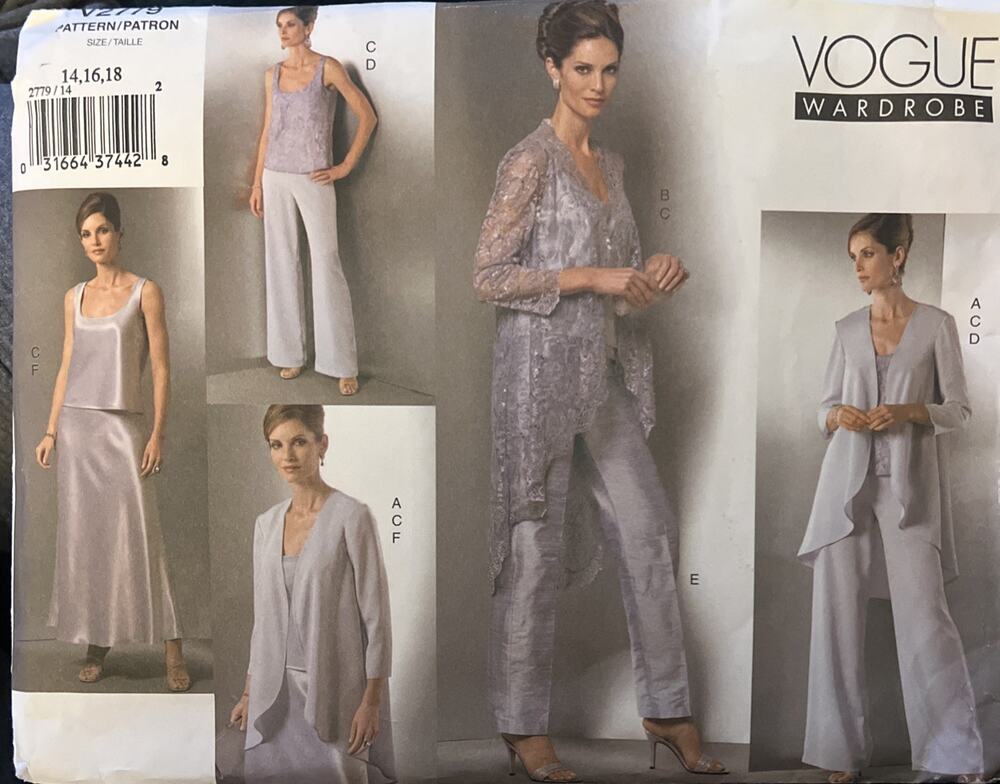 VOGUE Wardrobe Pattern V2779 Misses Sz 14-18 Business Pant Suit Blazer Uncut